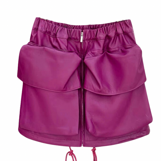 Amethyst Leather Skirt- purple