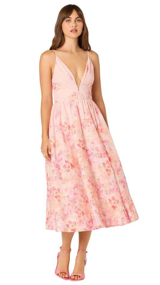 Janna Floral Plunge Midi Dress