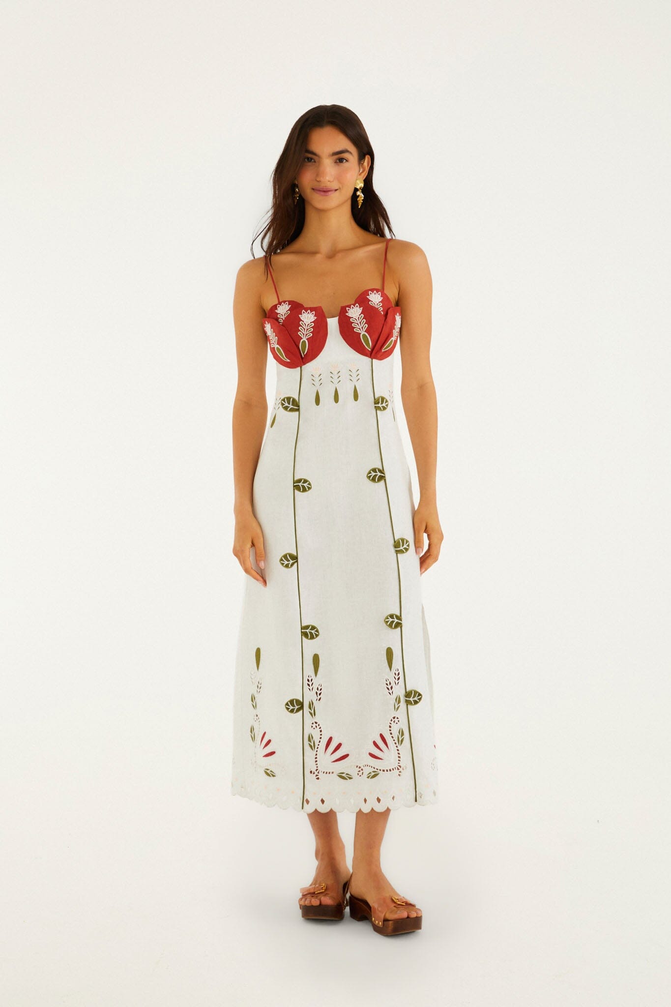 Off-White Tulip Richelieu Embroidered Midi Dress