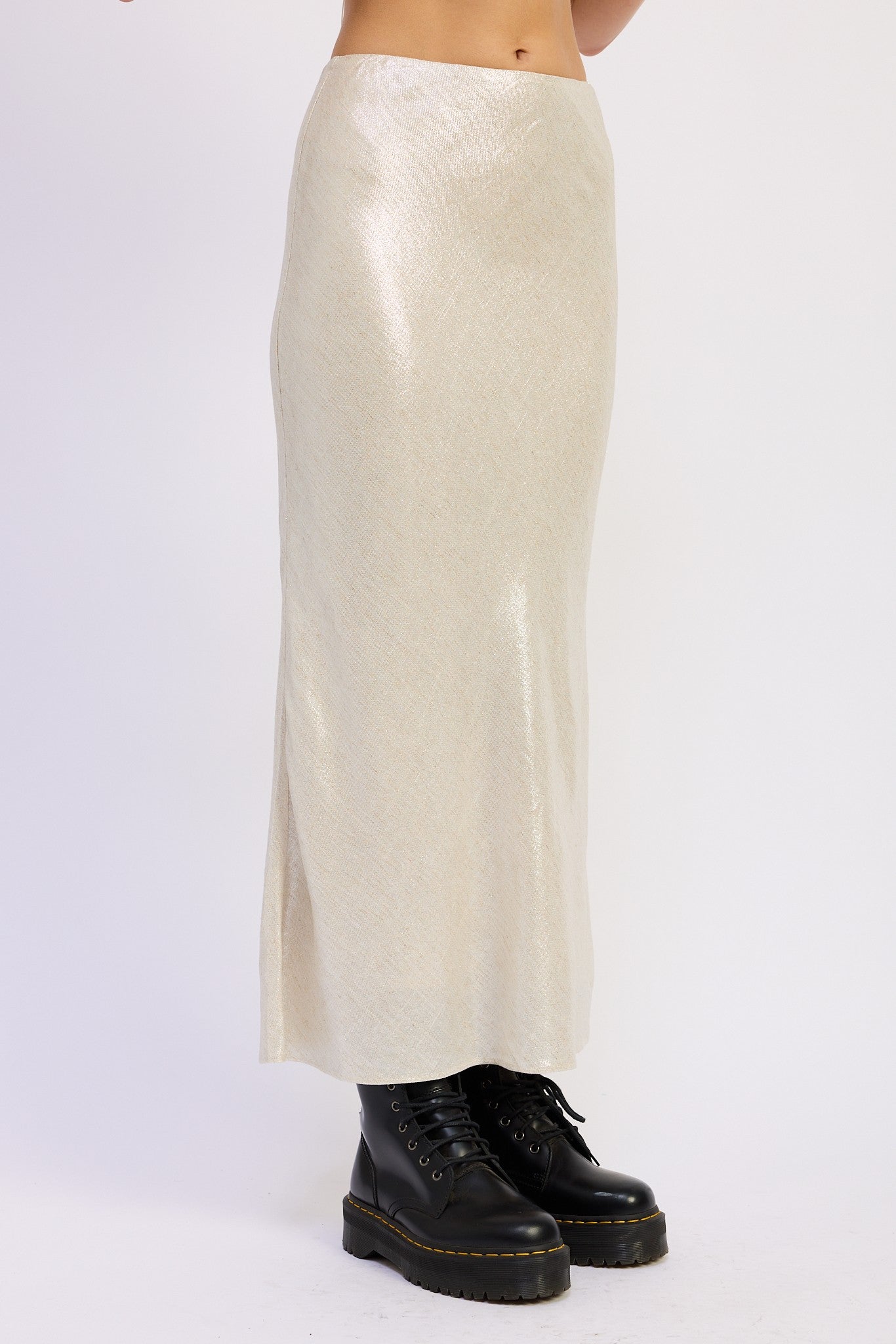 Metallic Halter Top & Midi Skirt Set – Champagne