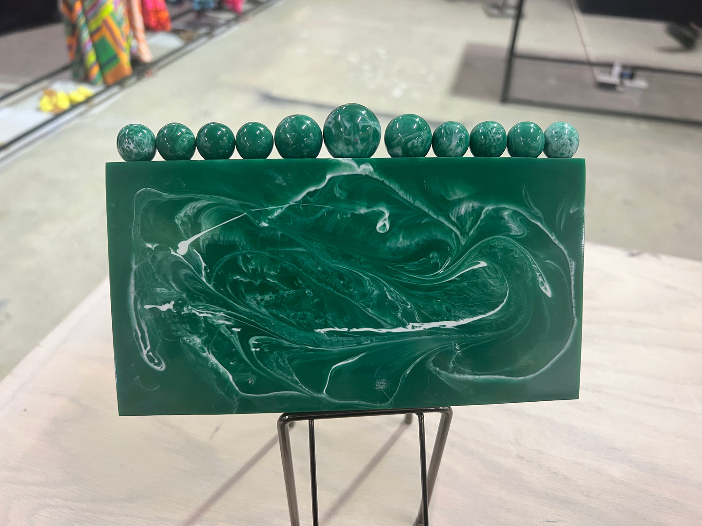 Pearls Clutch-Emerald