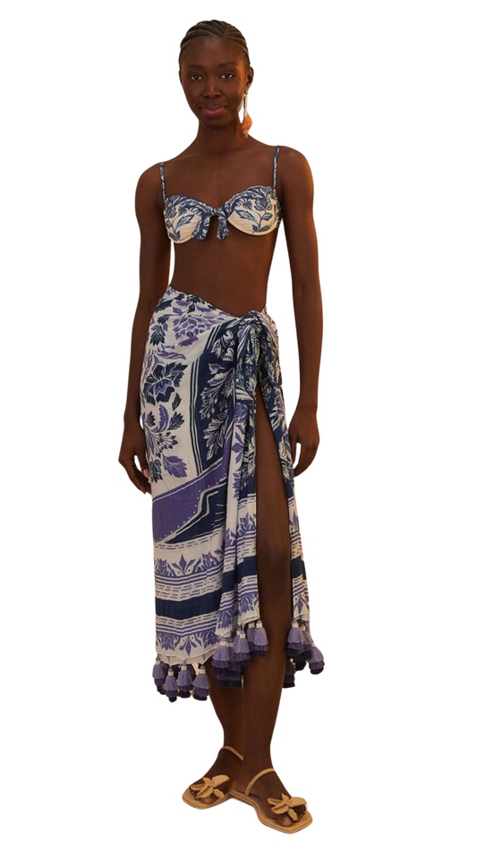 Blue Floral Cascade Sarong