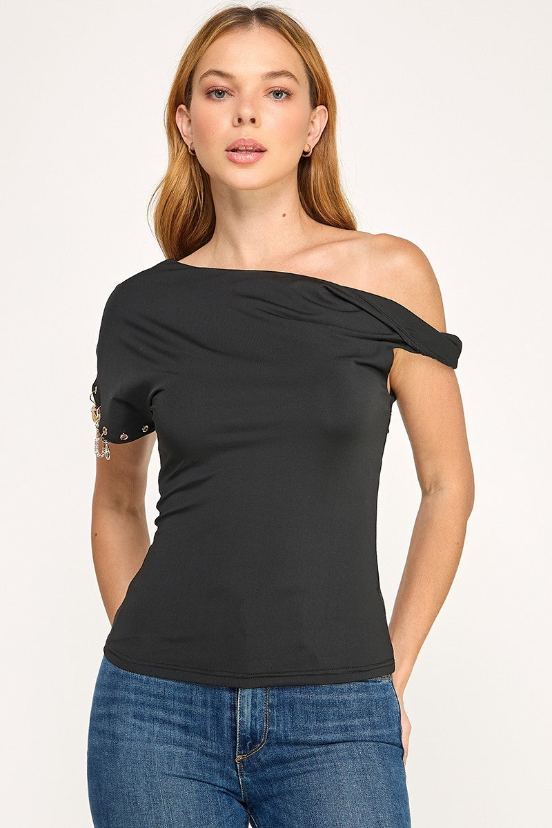 Charms One-Shoulder Top