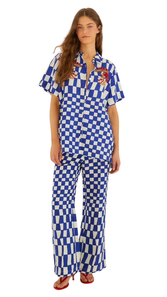 Blue Dream Checkered Pants Set