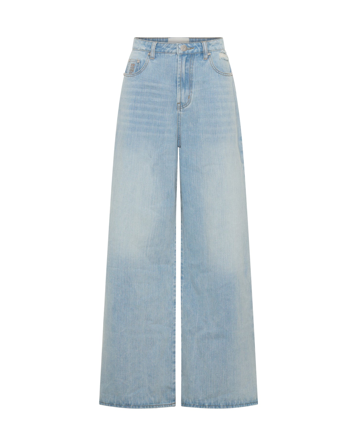 Love Machines Heart Mid Waist Super Wide Leg Denim - Sea Mist Love