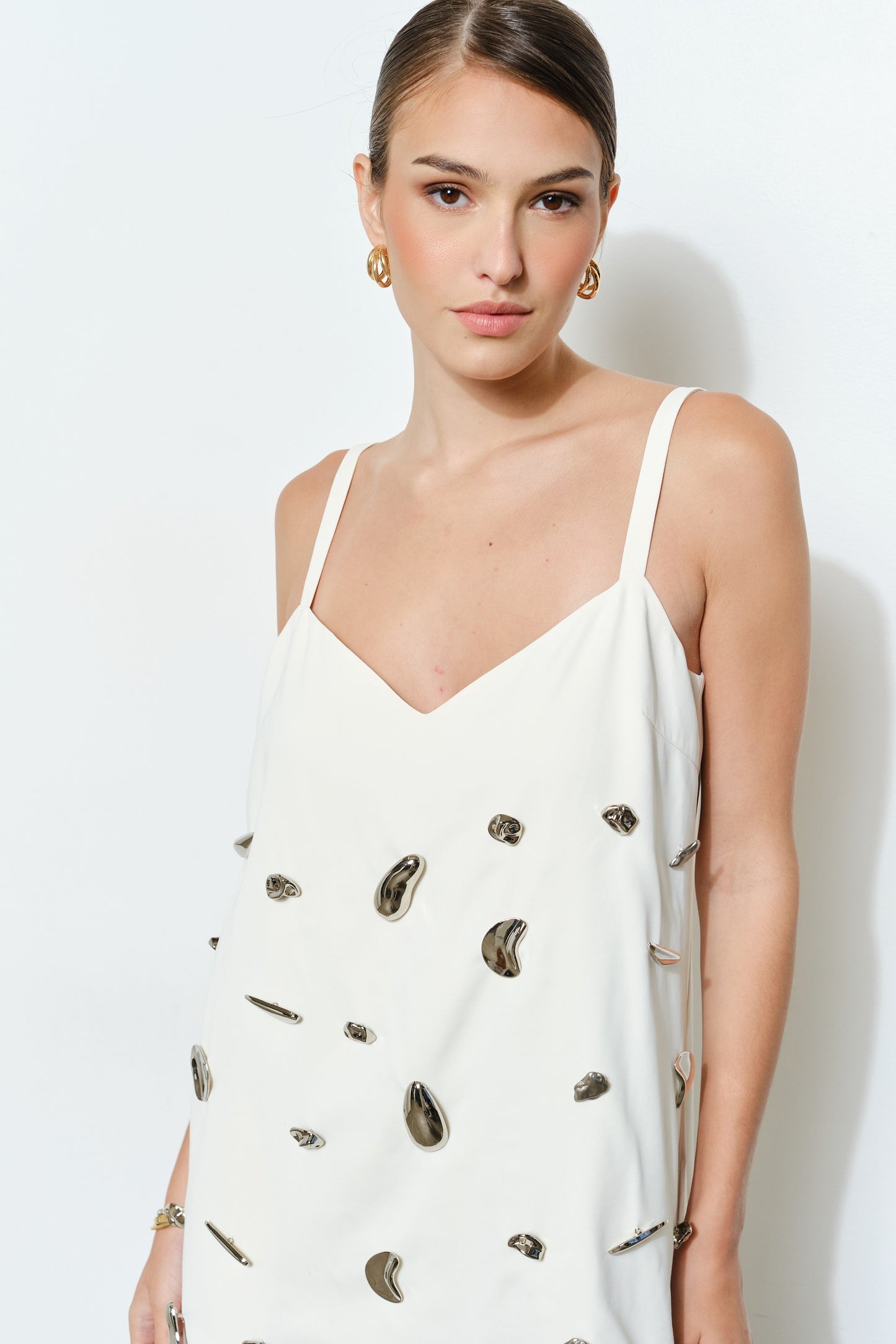 Pearl Sculpt Slip Dress – Ivory