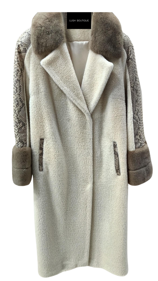 Moni coat Mink  python and lama - Cream