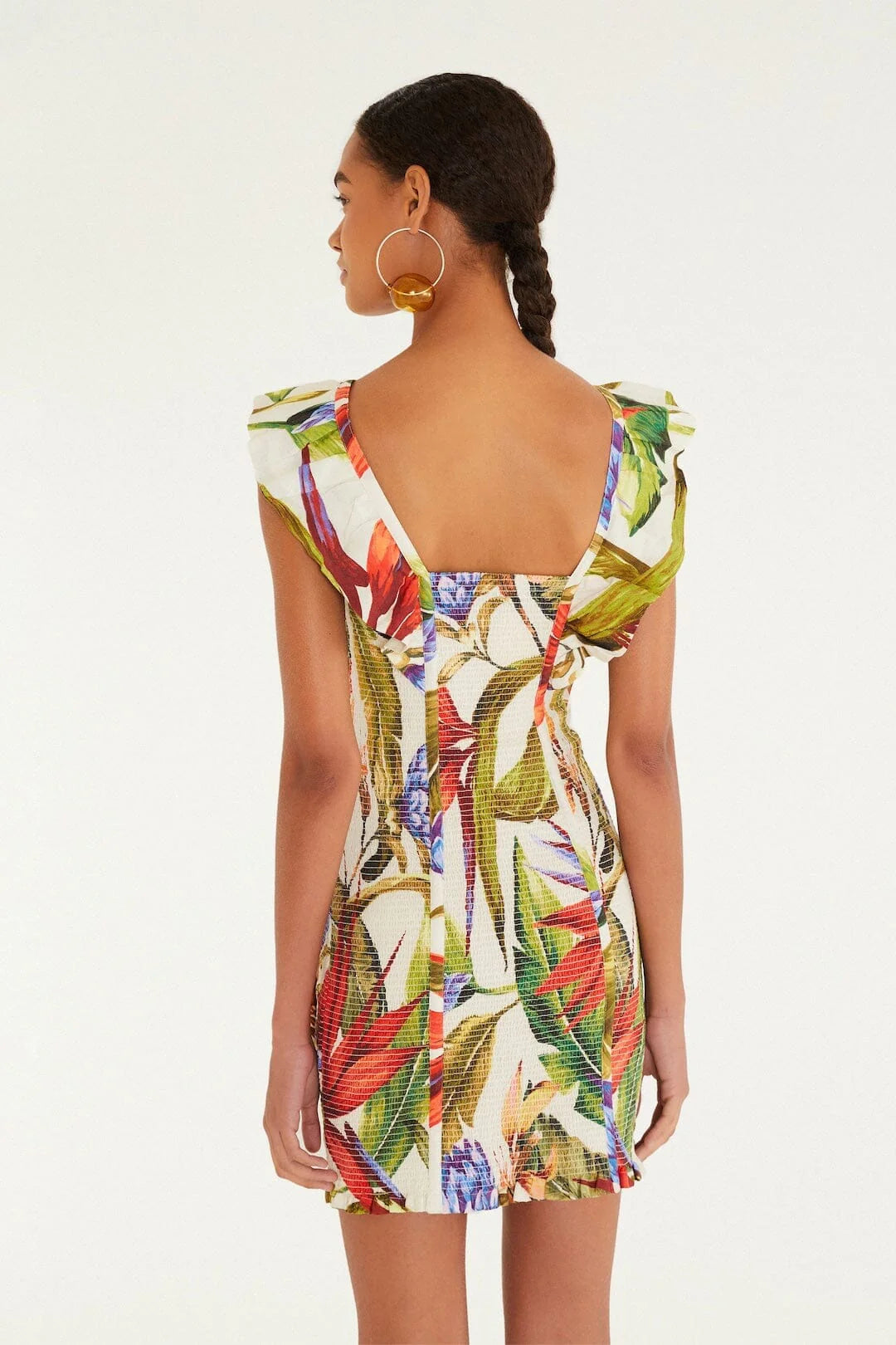 Sand Florart Short Sleeve Mini Dress