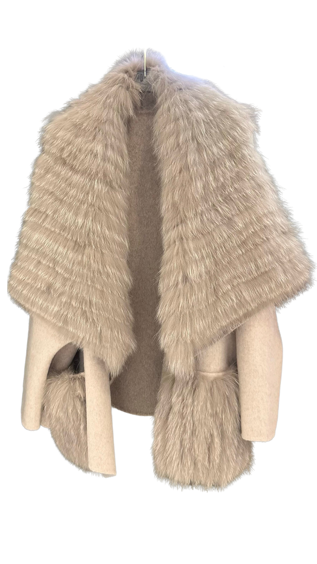 Fernanda Fox Fur and cashmere coat- Beige