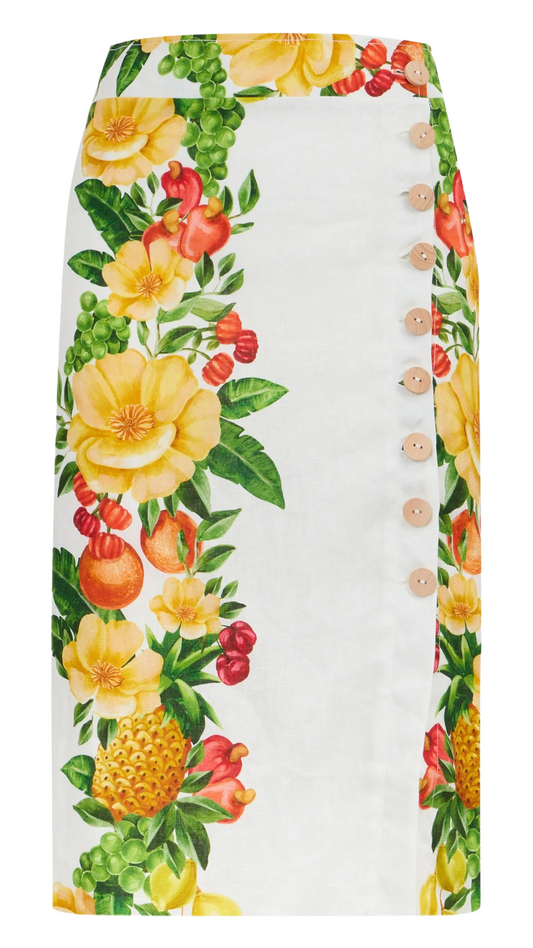 Off-White Picnic Flowers Midi Skirt