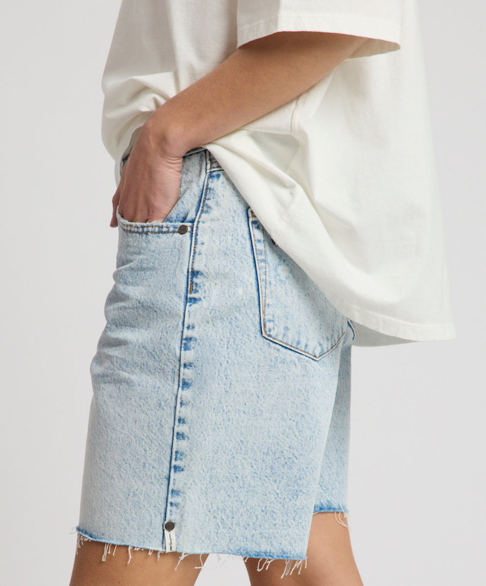 Jackson Mid Waist Wide Leg Shorts - Whisper Blue