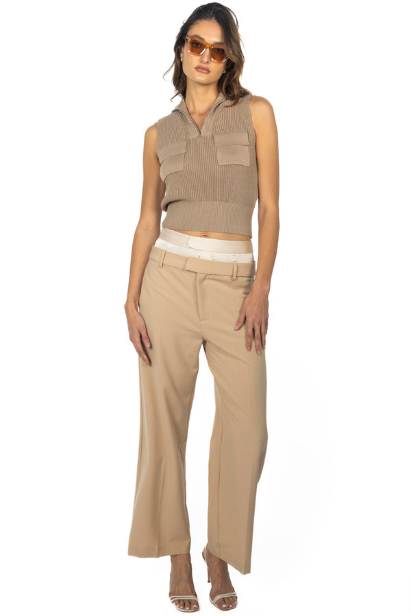 Dual waiste satin pants