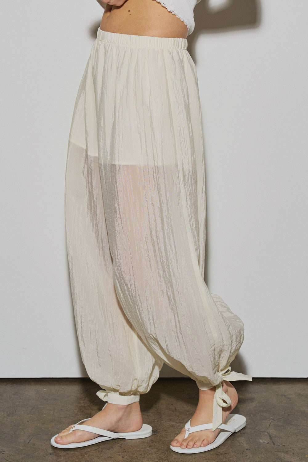Ivory Sheer Organza Pants