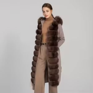 Sabina knit and Fox Fur Cardigan -Mocha