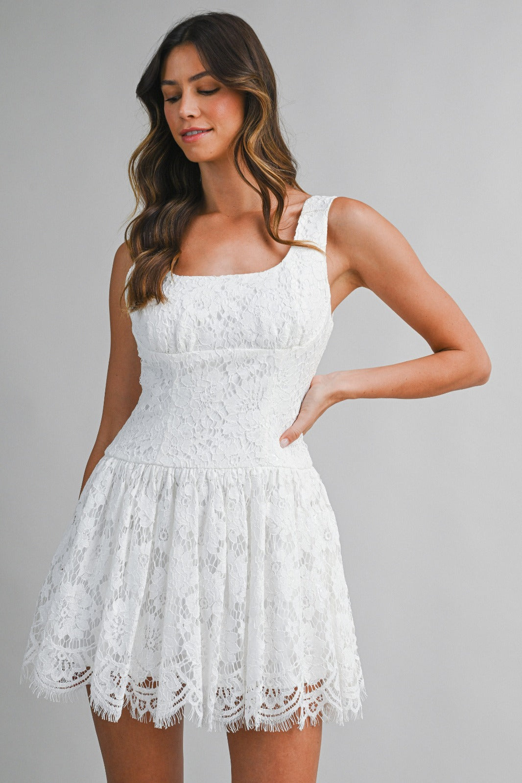 Ivory Lace Garden Mini Dress