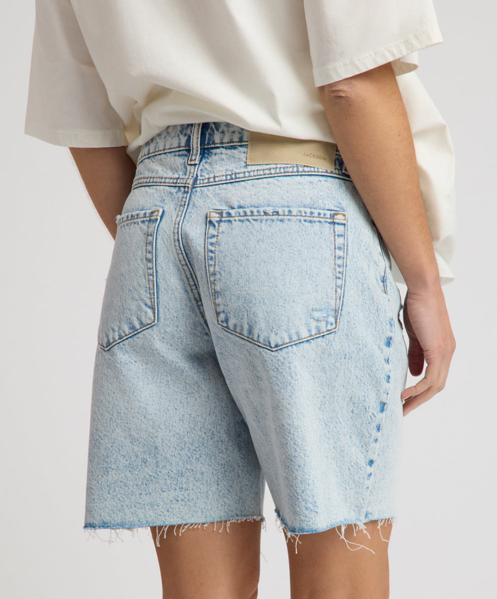 Jackson Mid Waist Wide Leg Shorts - Whisper Blue