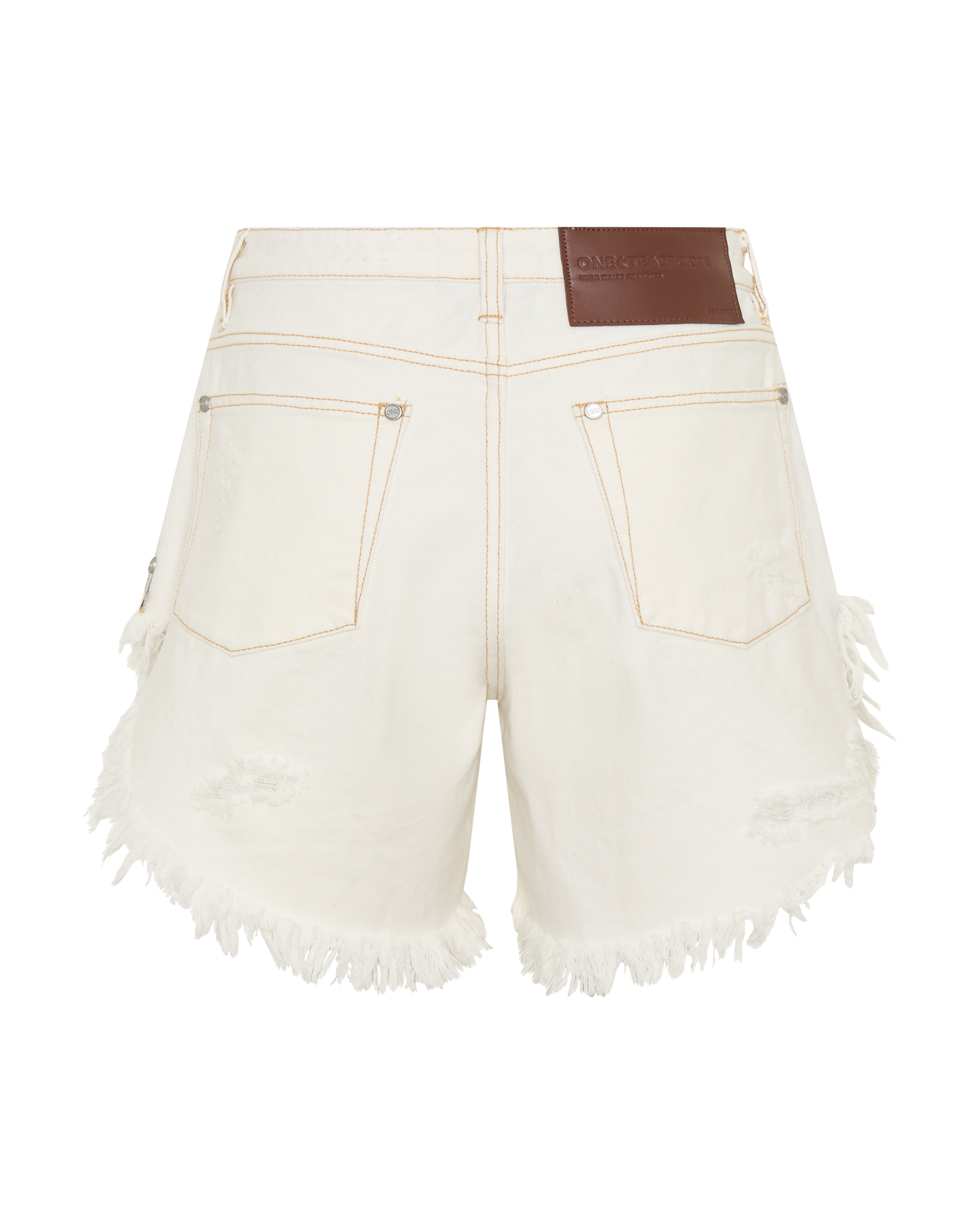 Frankies High Waist Long Length Denim Shorts - White Beauty
