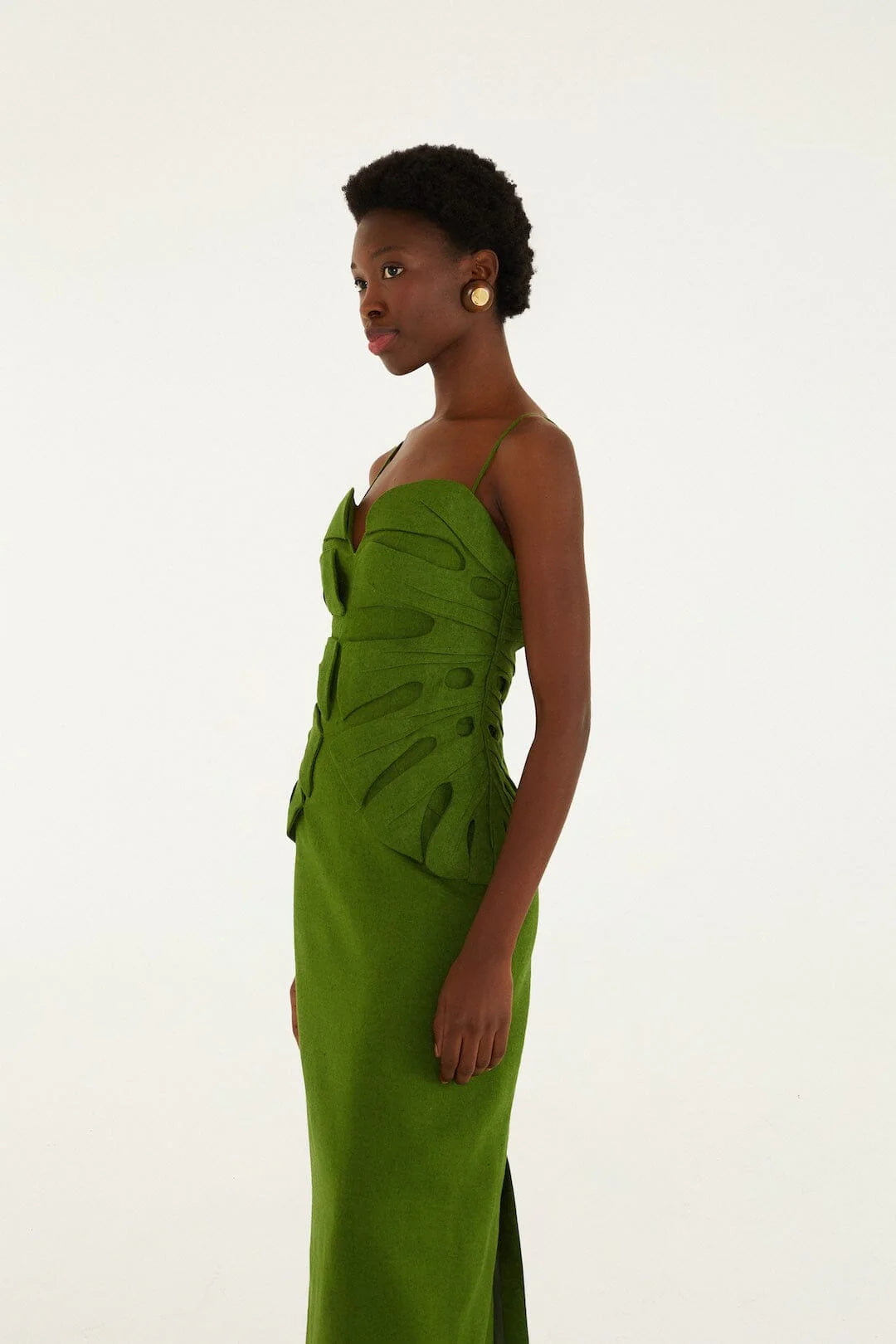 Green Monstera Leaf Maxi Dress
