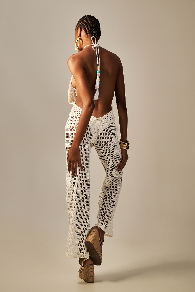 OFF-WHITE LACE MESH JUMPSUIT