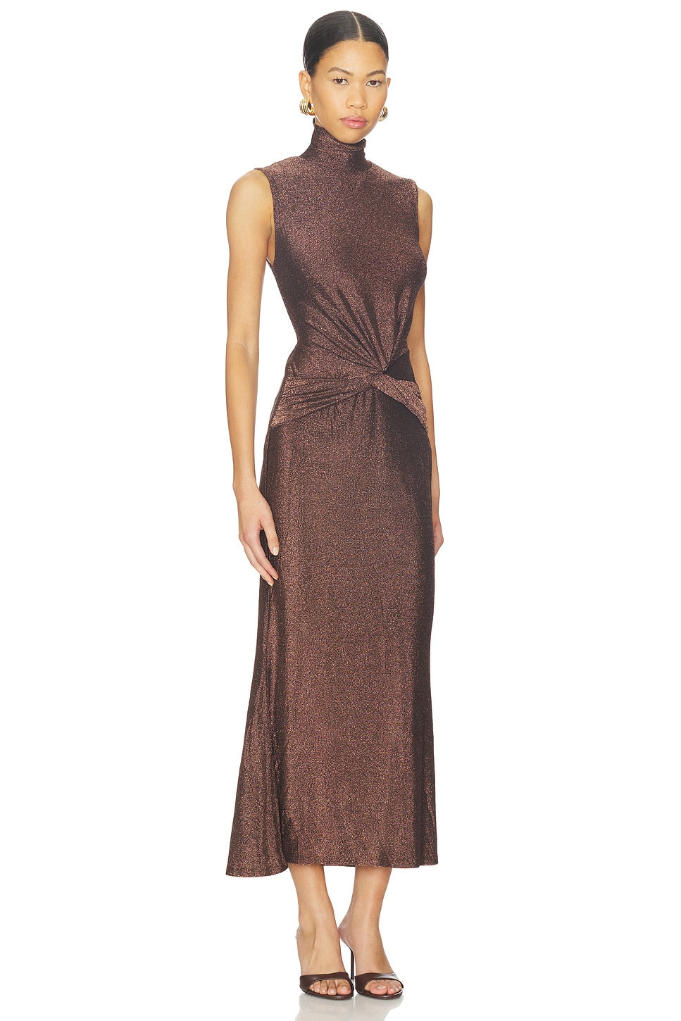 Riana Metallic Twist Front Maxi Dress