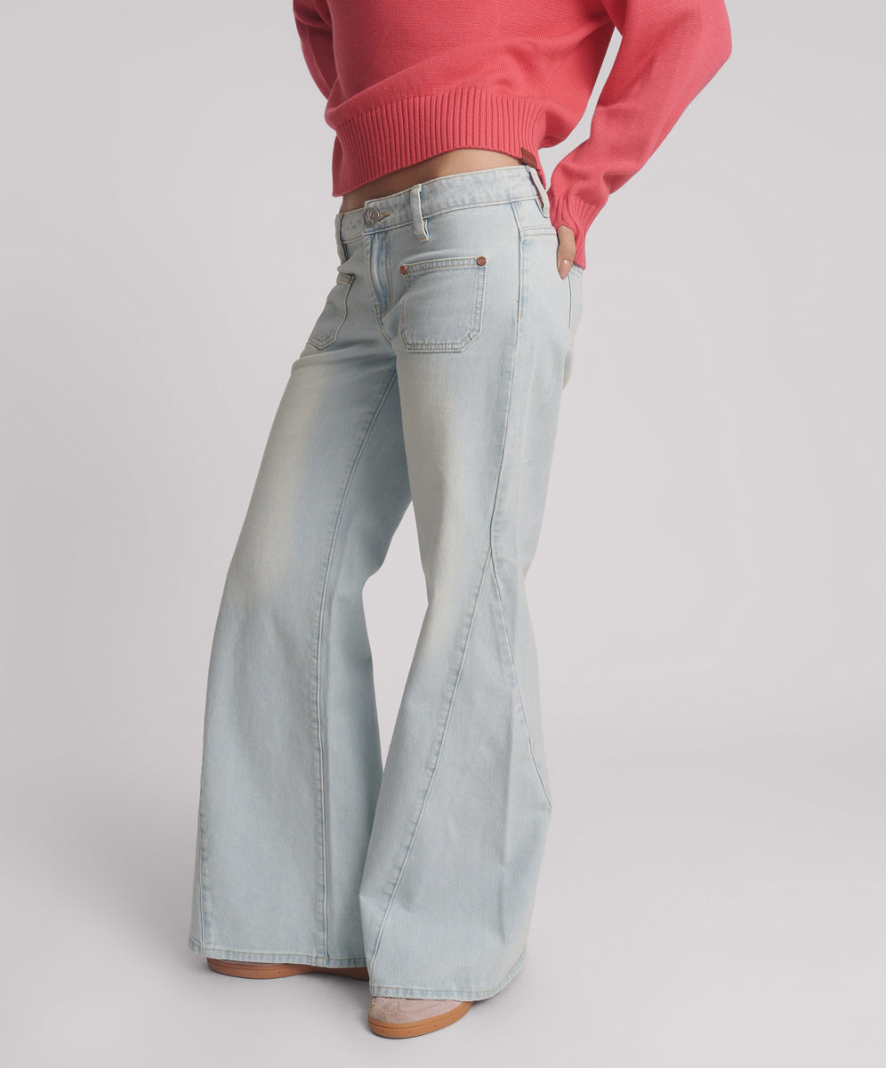Johnnies Wide Leg Flared Denim Jeans - Le Surf Blue
