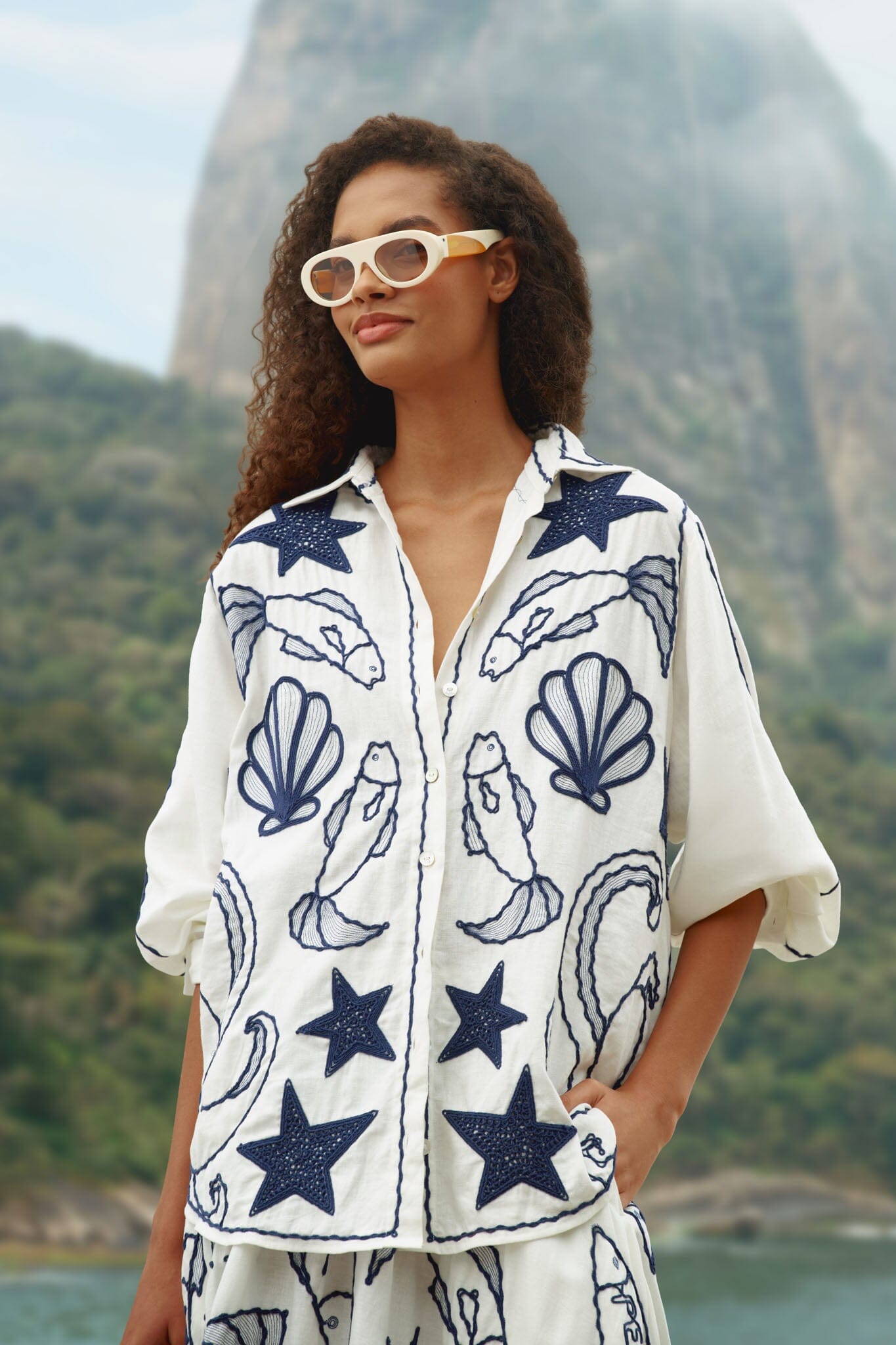 Off-White Fresh Fish Embroidered Skirt Set