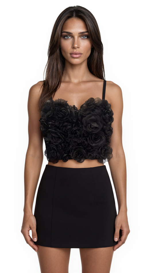 Noir Rosette Bustier Top