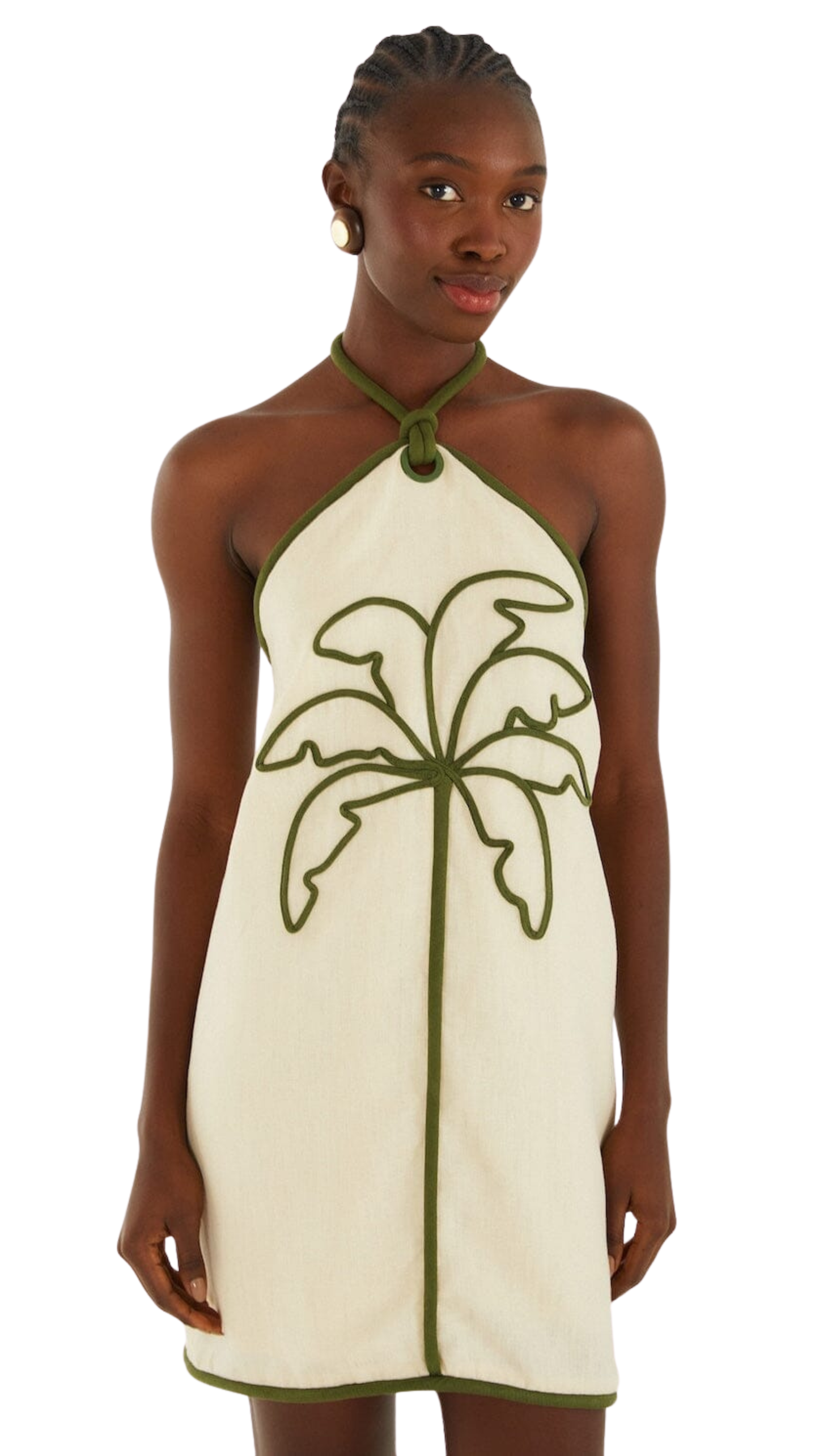 Sand Coconut Embroidery Mini Dress