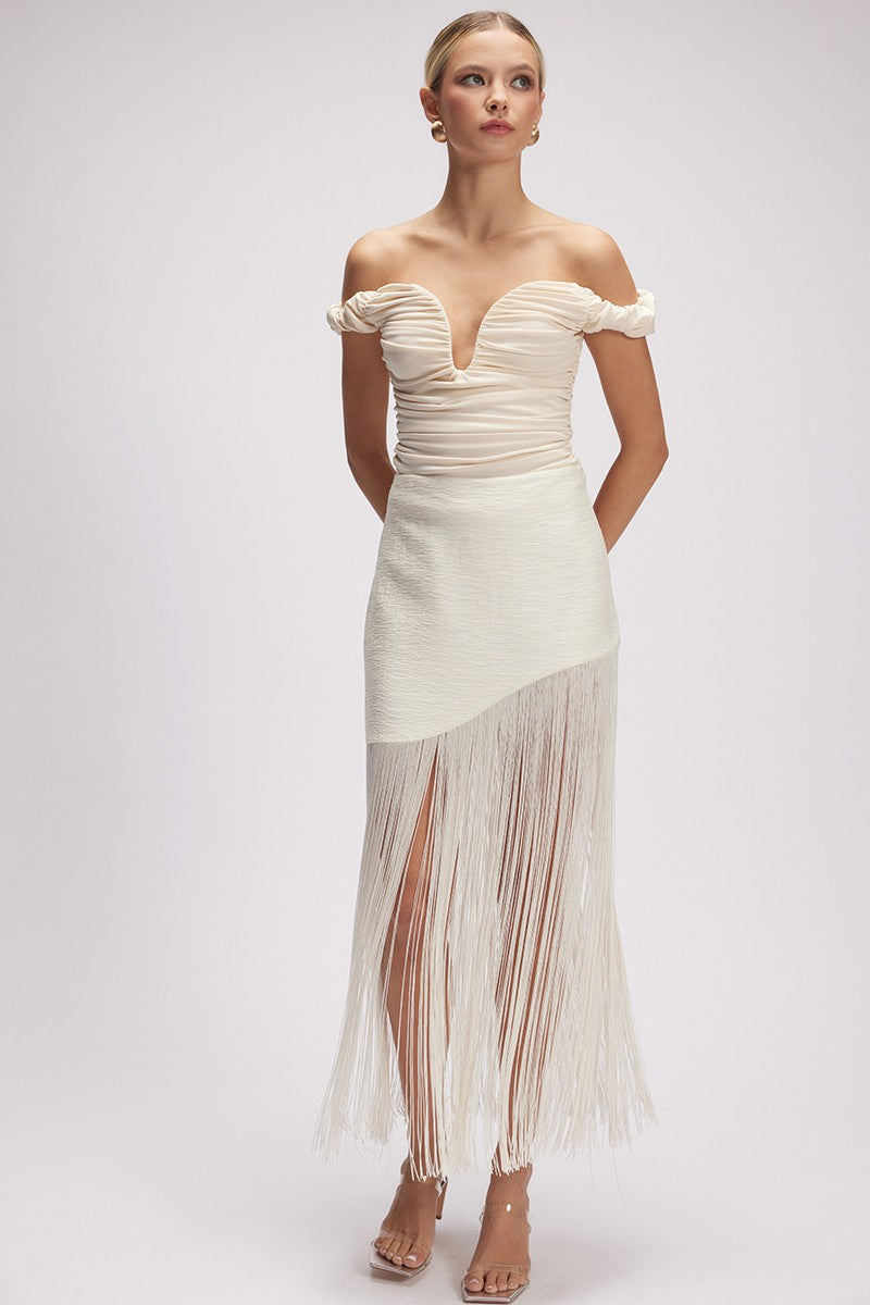 Danny Fringes skirt-white