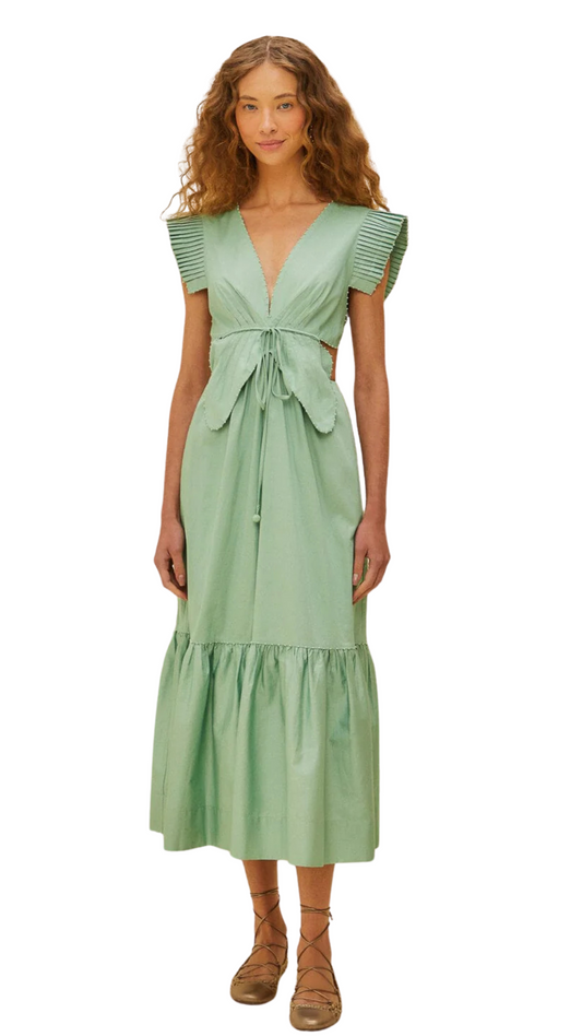 Light Green Butterfly Cut-Out Midi Dress