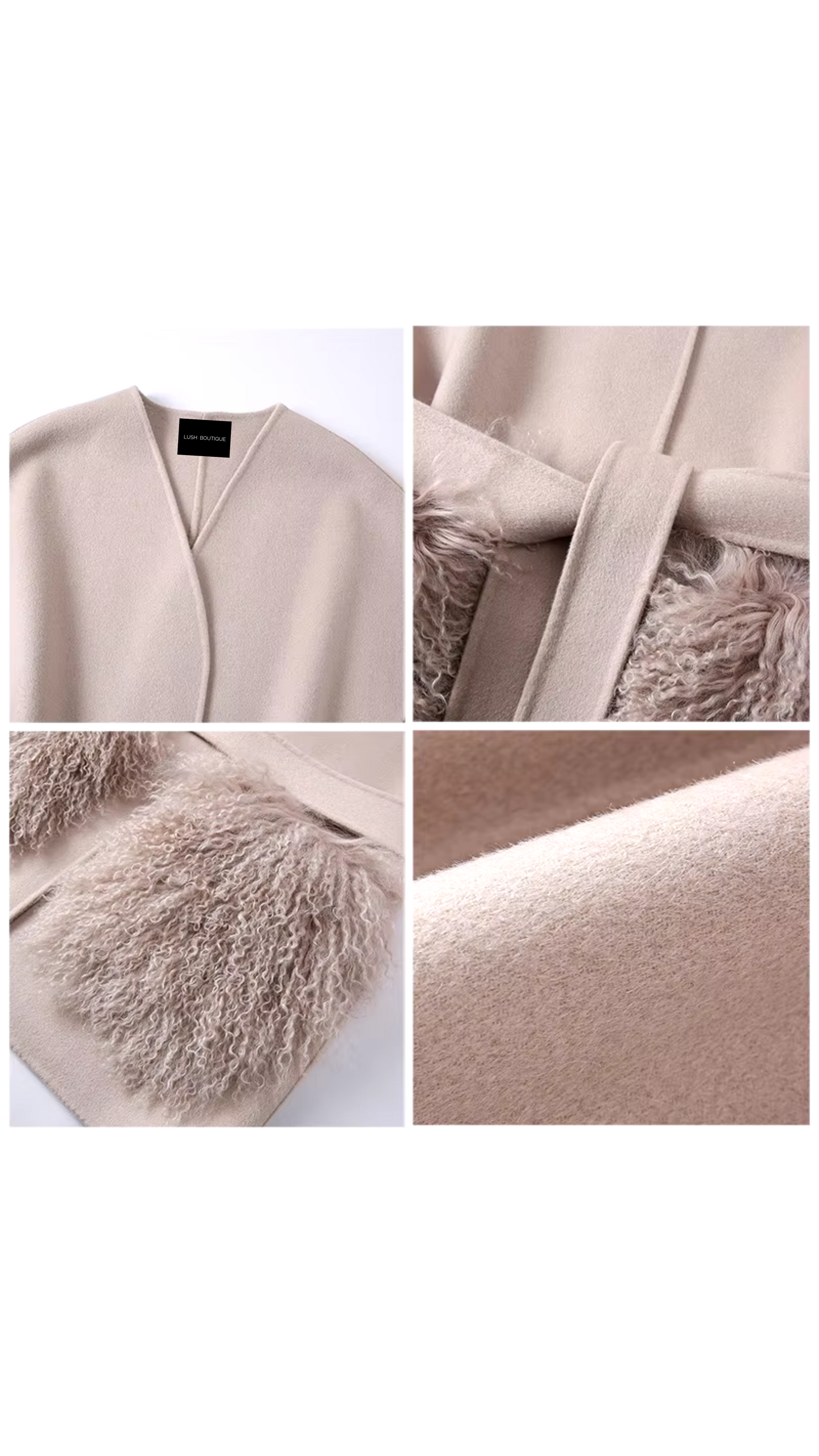 Vienna Cashmere Vest Mongolian Fur Pockets - Etoupe