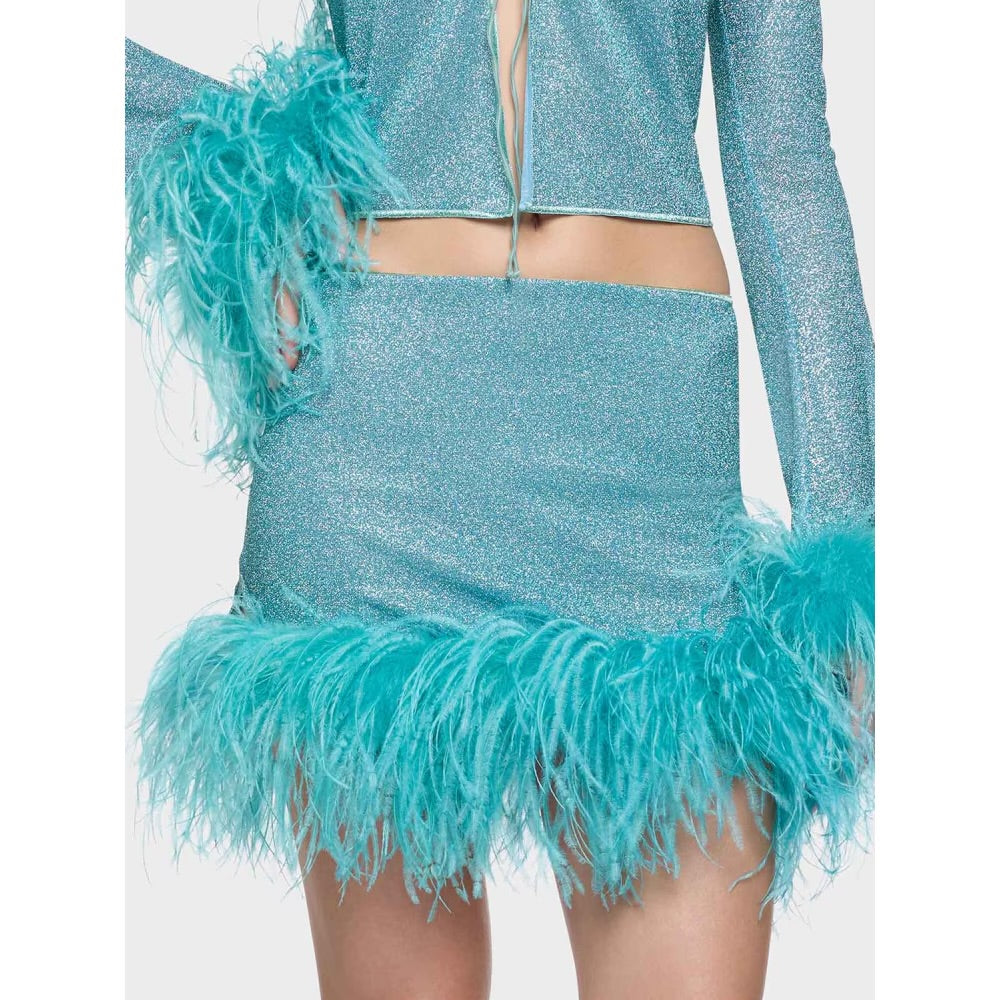 LUMIÈRE PLUMAGE SLIM SHIRT & SKIRT SET- Sea Turquoise