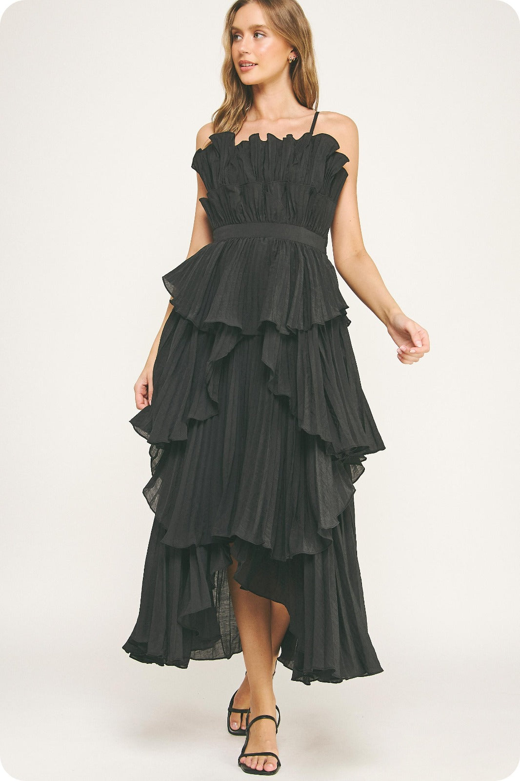 Noir Ruffle High-Low Dress