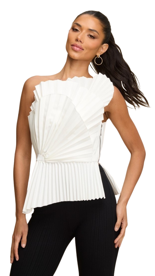 Ivory Fan Pleat Top