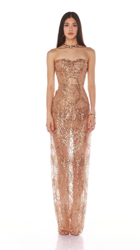 Giselle Gold Maxi Dress