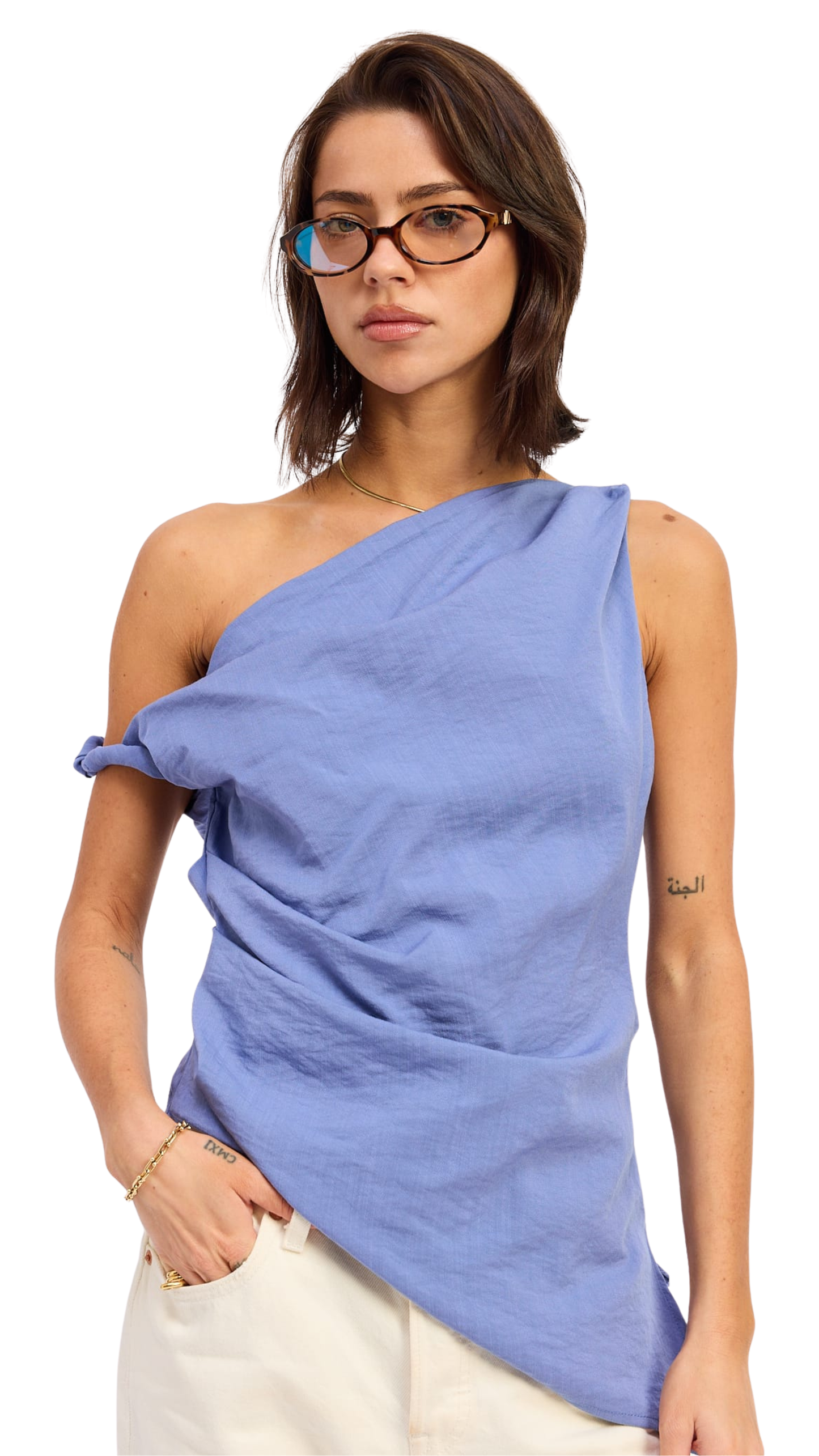 Asymmetric Drape Top – Periwinkle