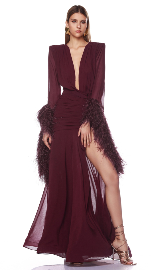 Geisha Maxi Dress - Burgundy
