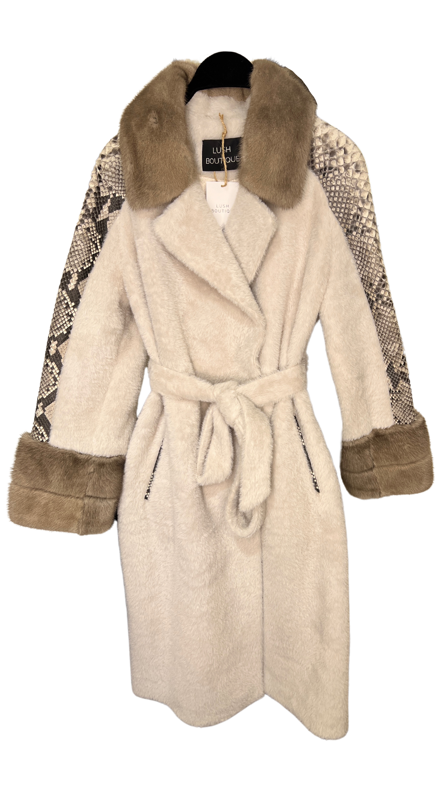 Moni coat Mink  python and lama - Cream