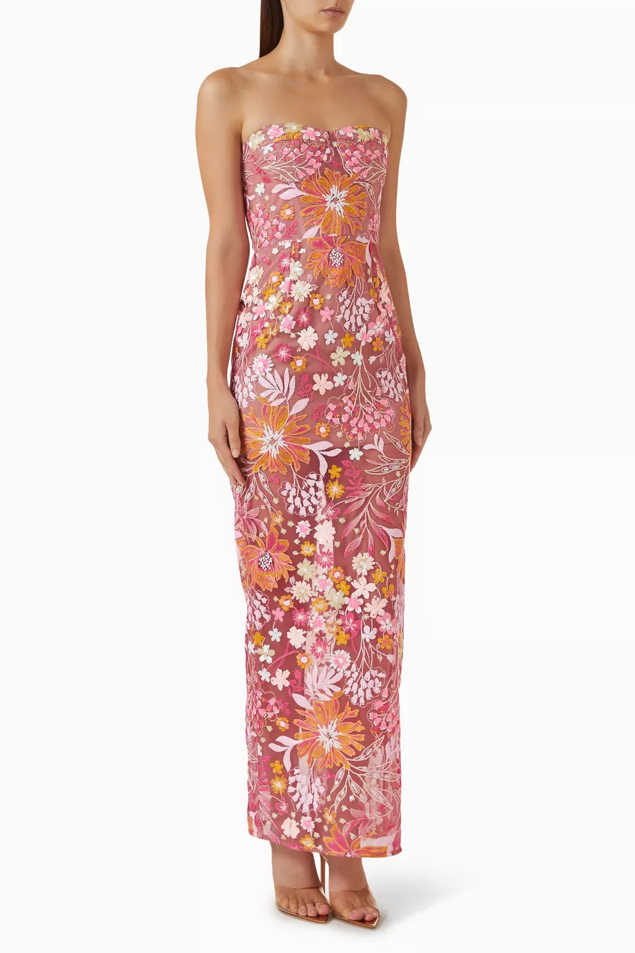 Mallorca Sequin Dahlia Strapless Maxi Dress
