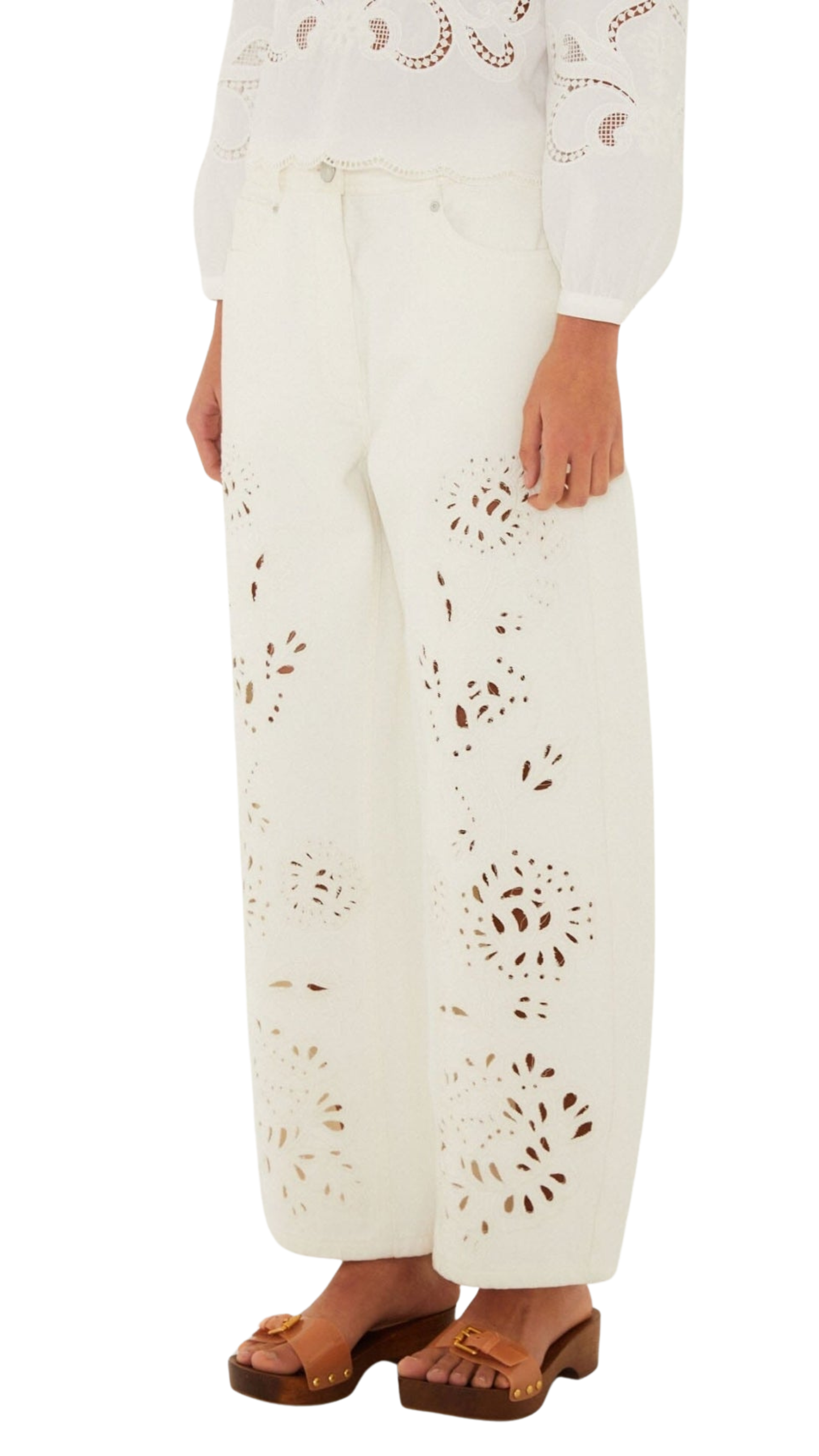White Richelieu Twill Denim Pants