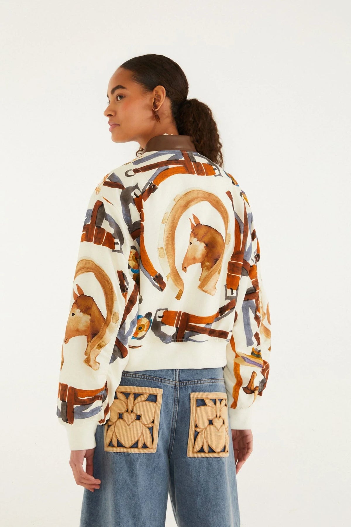 Off-White Equestrian Scarf Pockets Bomber Jacket