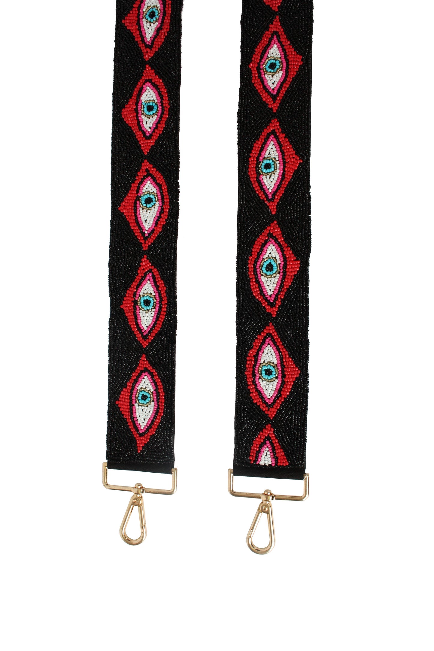 Eye Beaded Bag Strap-Red