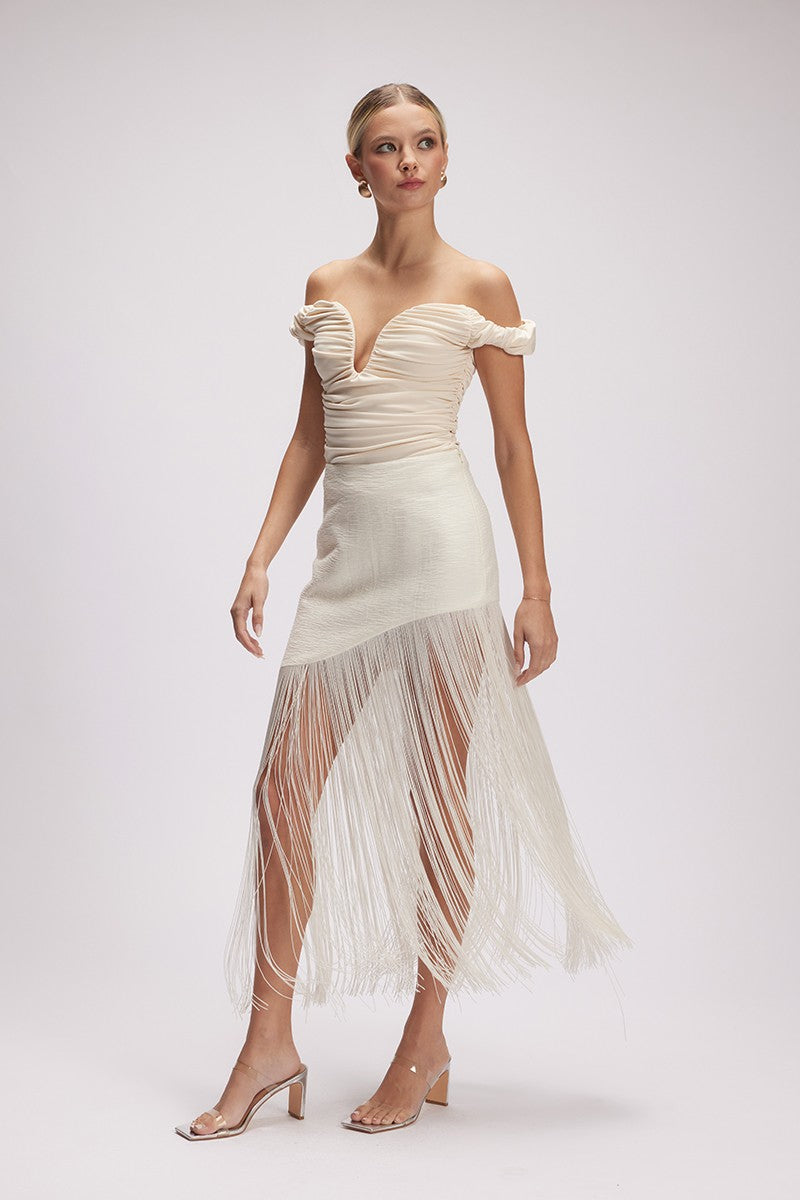 Danny Fringes skirt-white