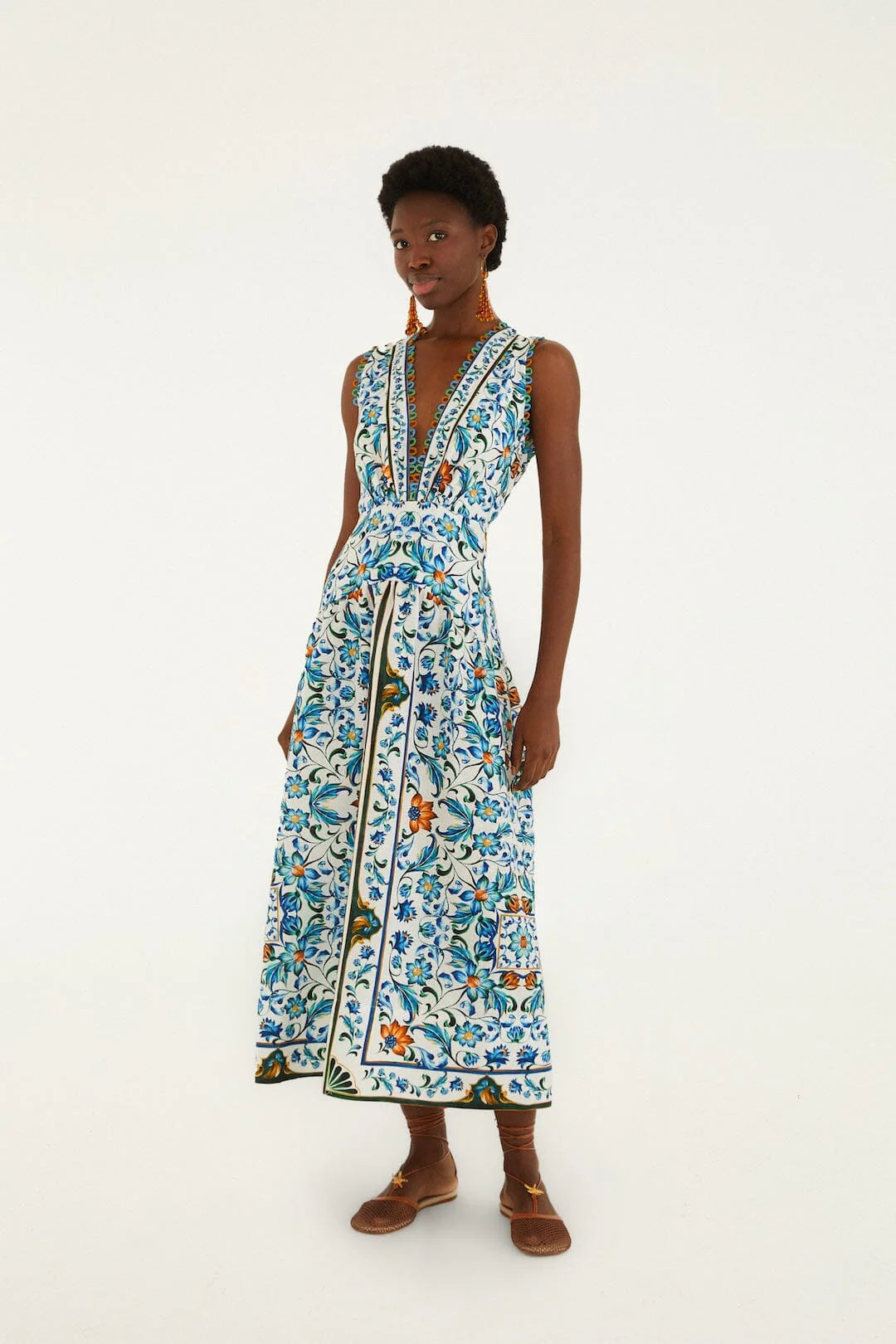Off-White Flora Tile Scallop Maxi Dress