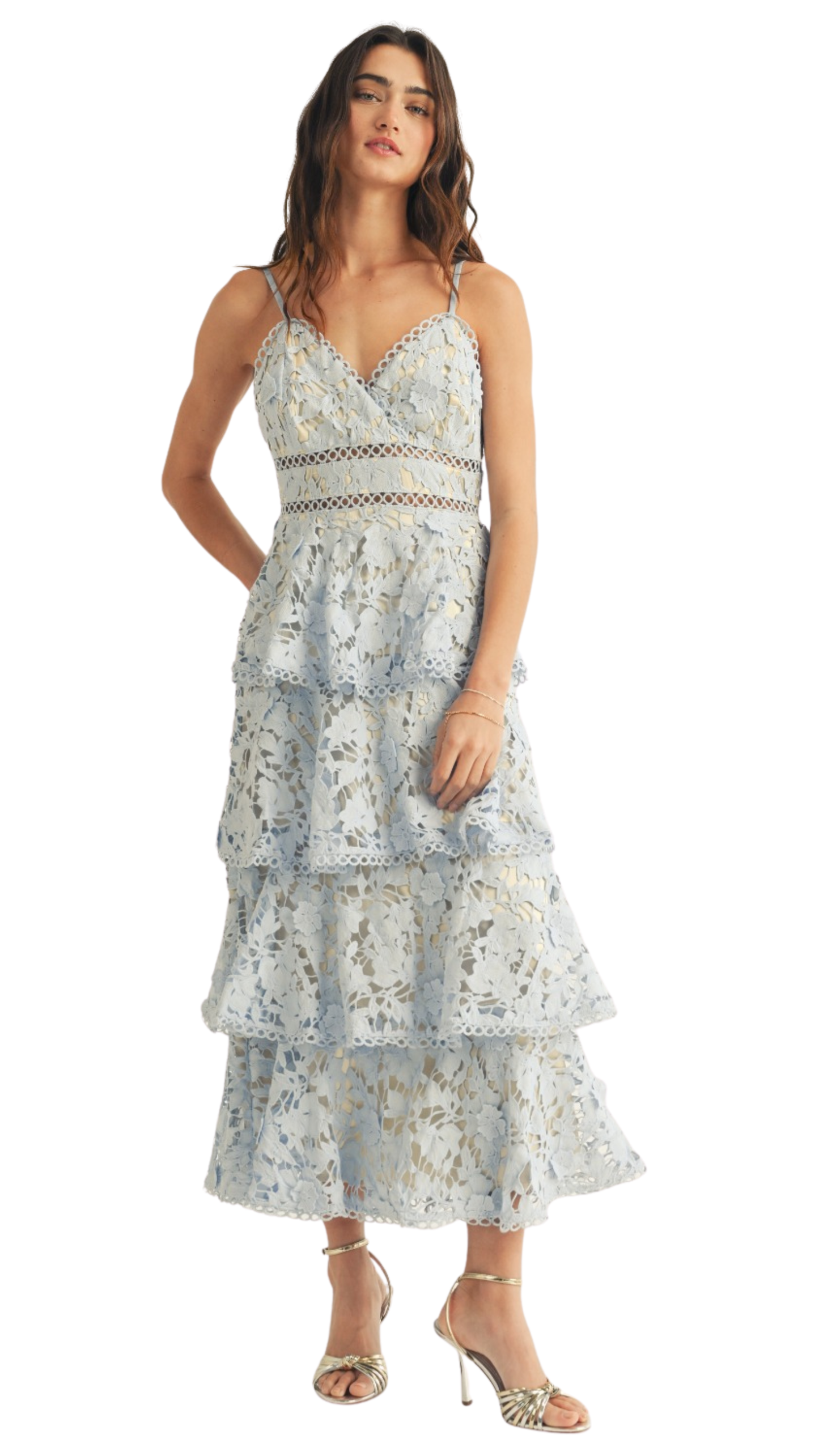 Isabelle Lace Tiered Midi Dress