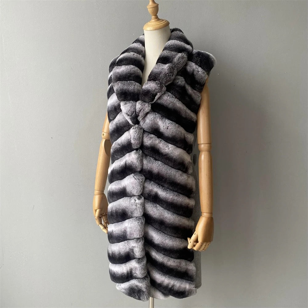 Budapest Cashmere Vest Rex Fur - Grey