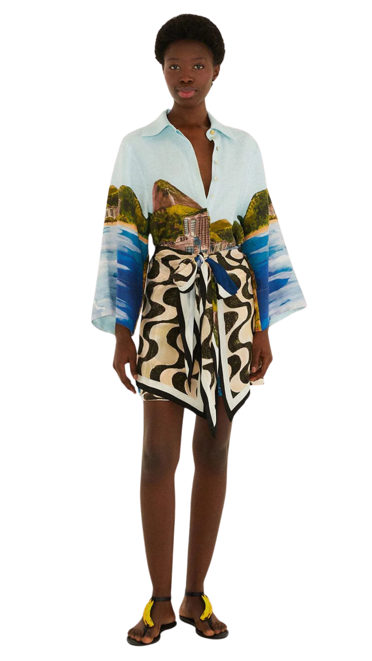 Multicolor Copacabana Beach Long Sleeve Kimono