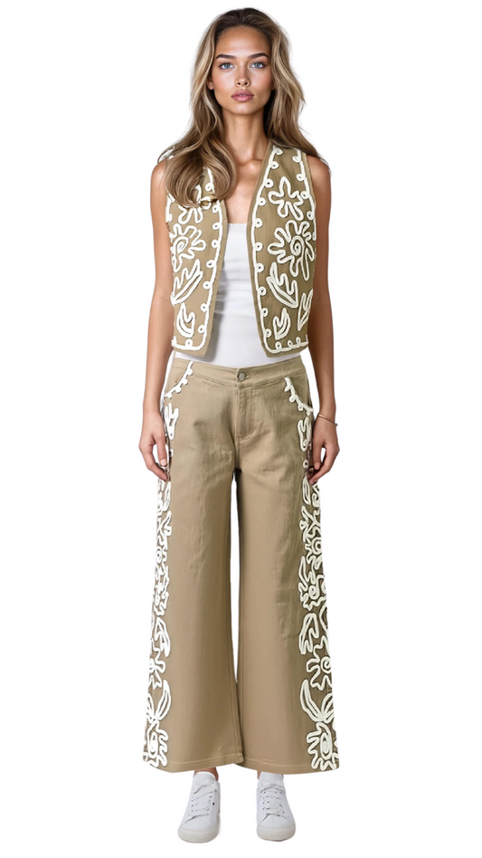 Jina Denim Set-Beige