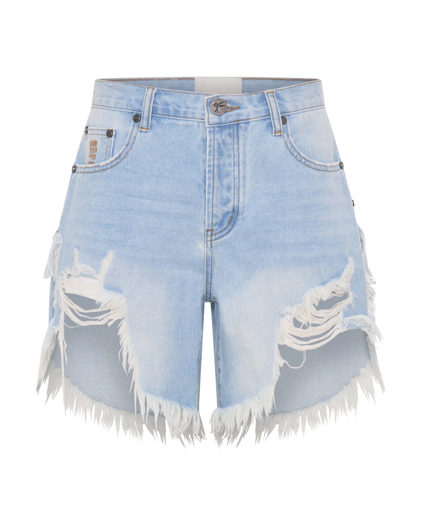 Frankies Long Length Denim Shorts - Blue Heart
