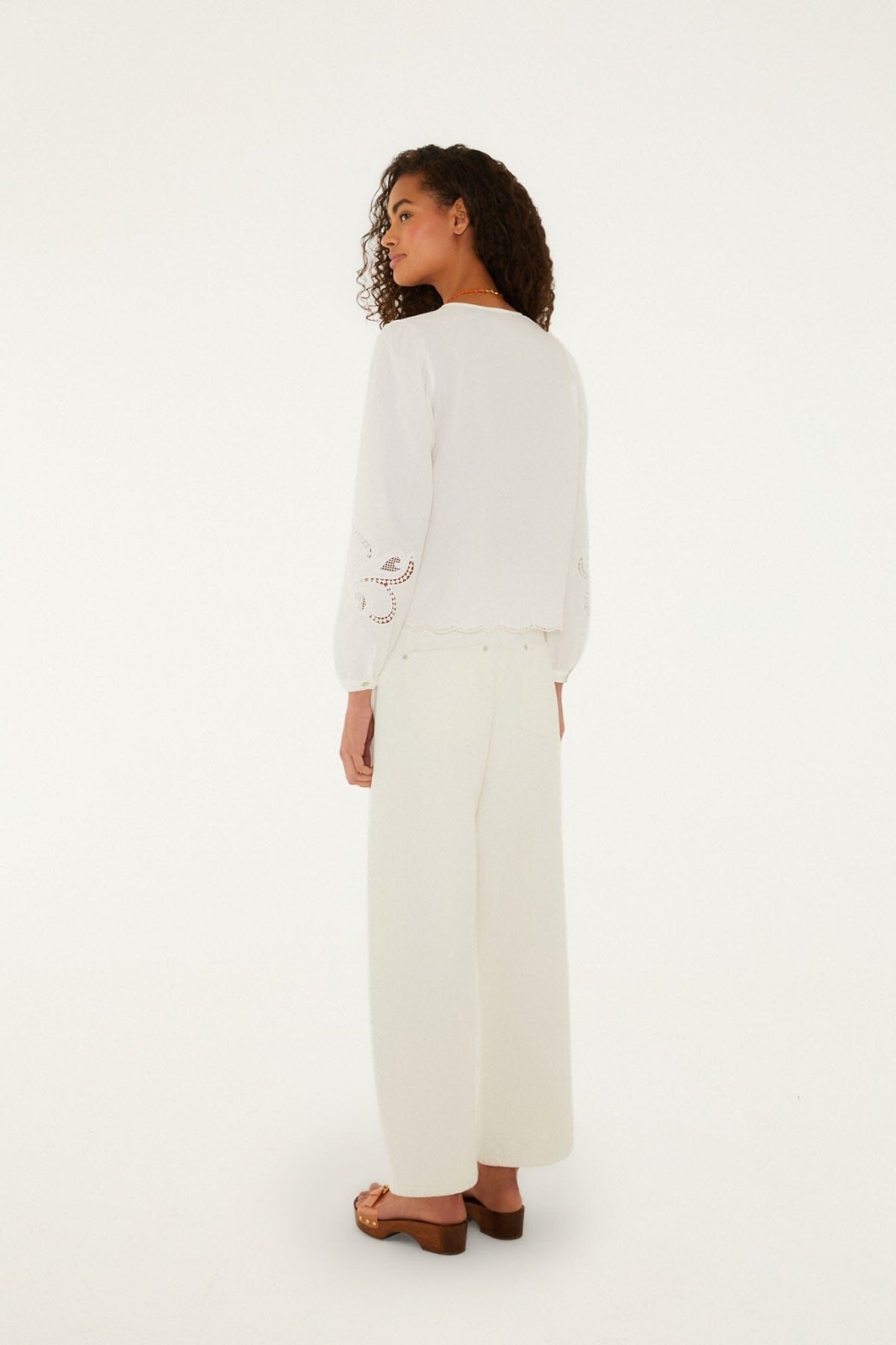 White Richelieu Twill Denim Pants